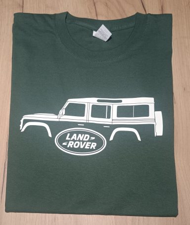 T-Shirt Muster Land Rover Defender 110 grünes T-Shirt mit Silhouette eines Defender 110