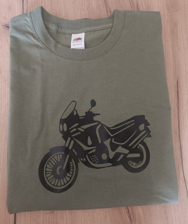 T-Shirt Honda XRV750 olivgrünes T-Shirt mit Silhouette einer Honda XRV750
